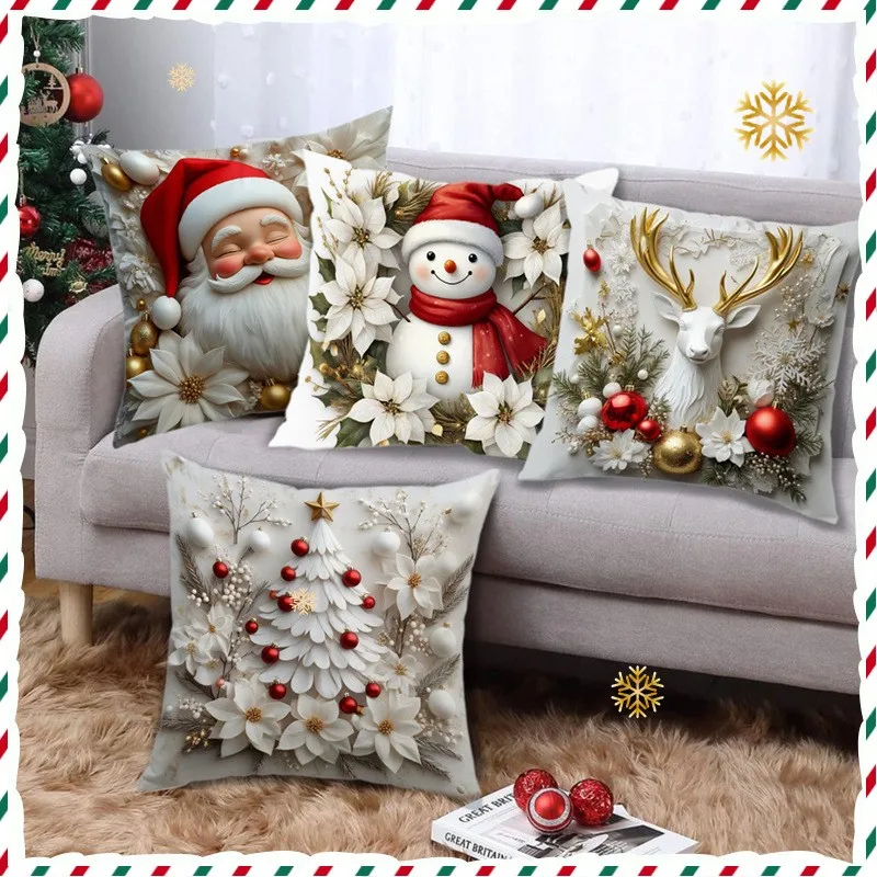 

Santa Claus Elk Pillowcase Cushion 45x45cm Throw Pillow Cover Sofa Chair Bed Cushion Cover Pillowslip Home Decor