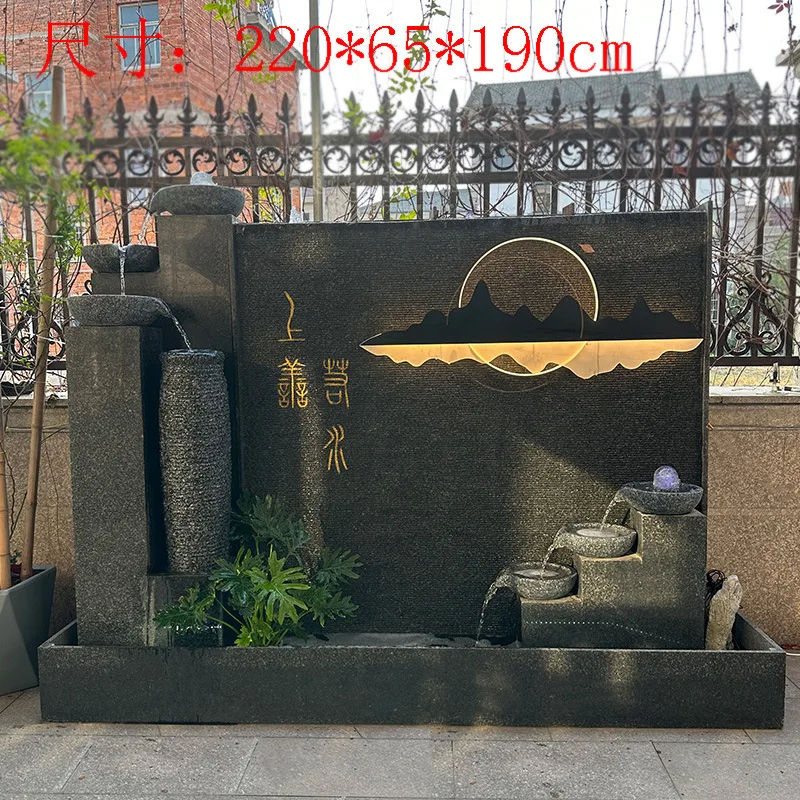 HYS stone water curtain wall water wall screen partition garden courtyard shadow wall double-sided fish pond background