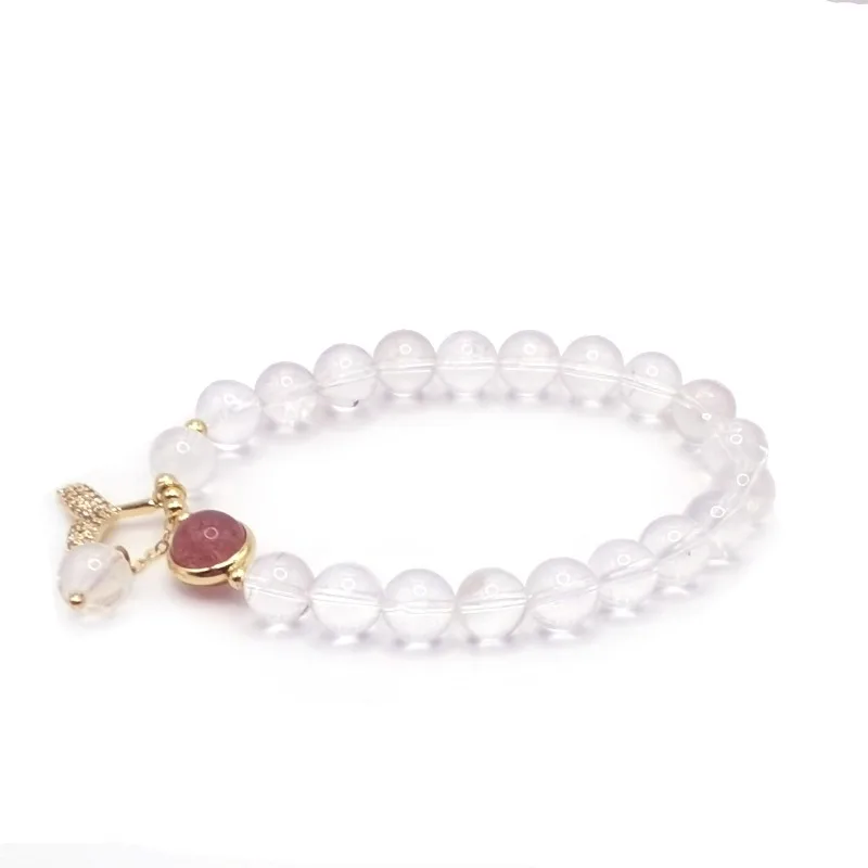 

Natural White Crystal Bracelet Women's Korean Version Niche Fishtail Pendant Bracelet Simple and Pure Body Jewelry Gift for Girl