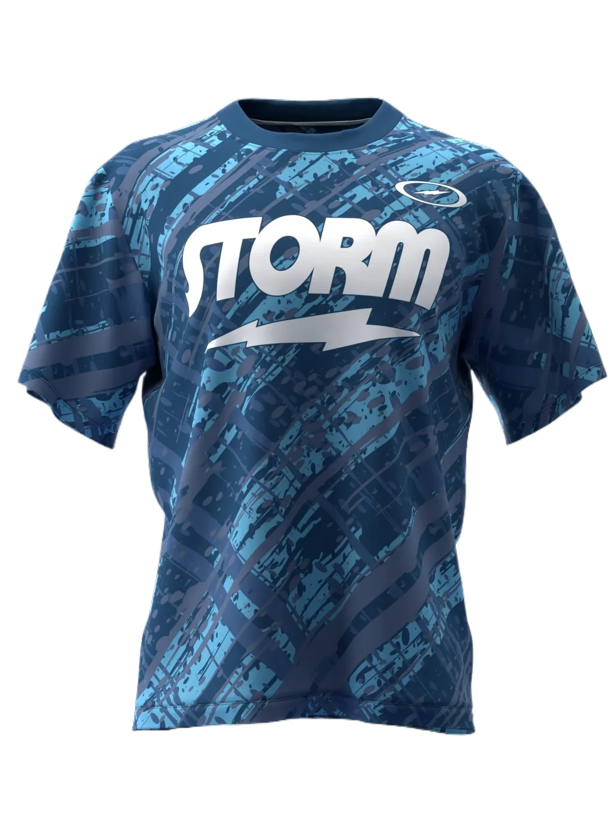 Bowling Jersey, Quick Dry Breathable, Mixed Shade Blue Vintage Texture Graphic, Cool Vibe for Bowling Games with Close Friends