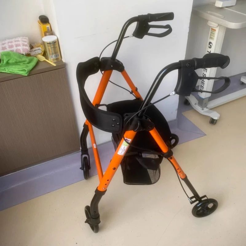 

Elderly Walker with Seat Foldable Mobility Rollator Push Walkers for Seniors Adjustable Walking Aid with Wheels Hand Brakes