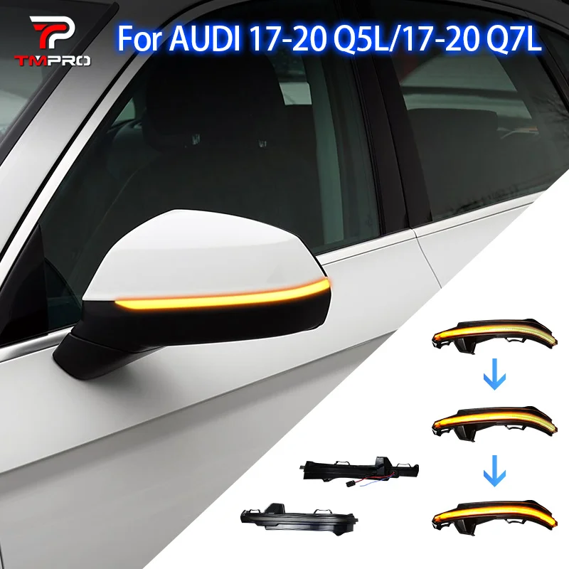 

Suitable for Audi Q5L 17-20 and Q7L 17-20 LED rearview mirror turn signals side mirror indicators dynamic white/blue light