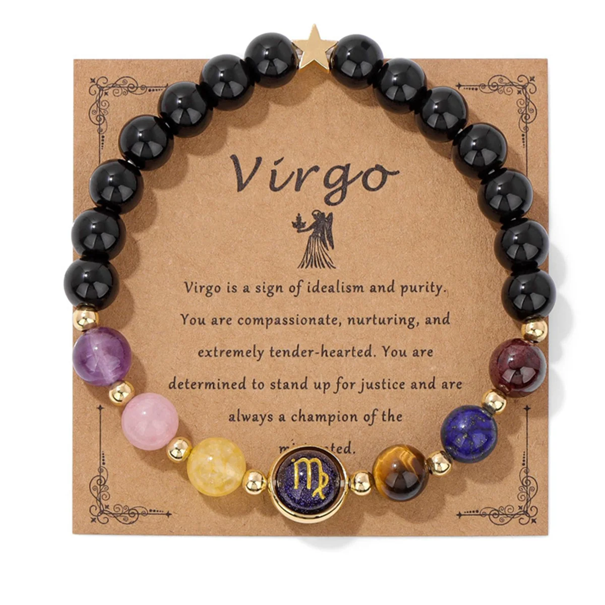 12 Zodiac Signs Constellation Charm Bracelets For Women Men Fashion Black Obsidian Stone Beaded Bracelet Virgo Leo Libra Jewelry