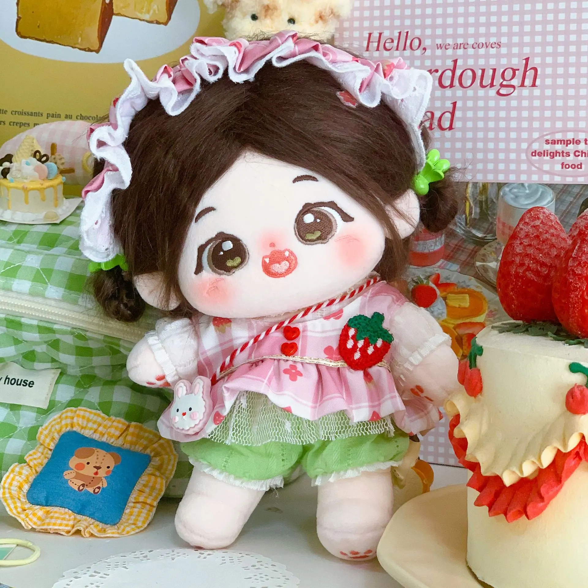 20cm Cotton Doll Clothes Kawaii Dolls Accessories Strawberry Red Style Dress Up Beautiful Super Cheap Brithday Gift for Friend