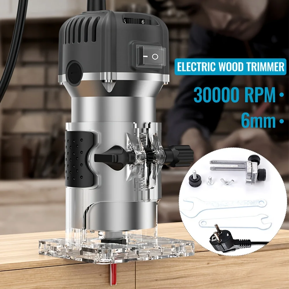 

BOLIMEI Compact Router Tools for Woodworking Fixed Base Wood Router with Trim Router Bits 6 Variable Speeds Roller Guide