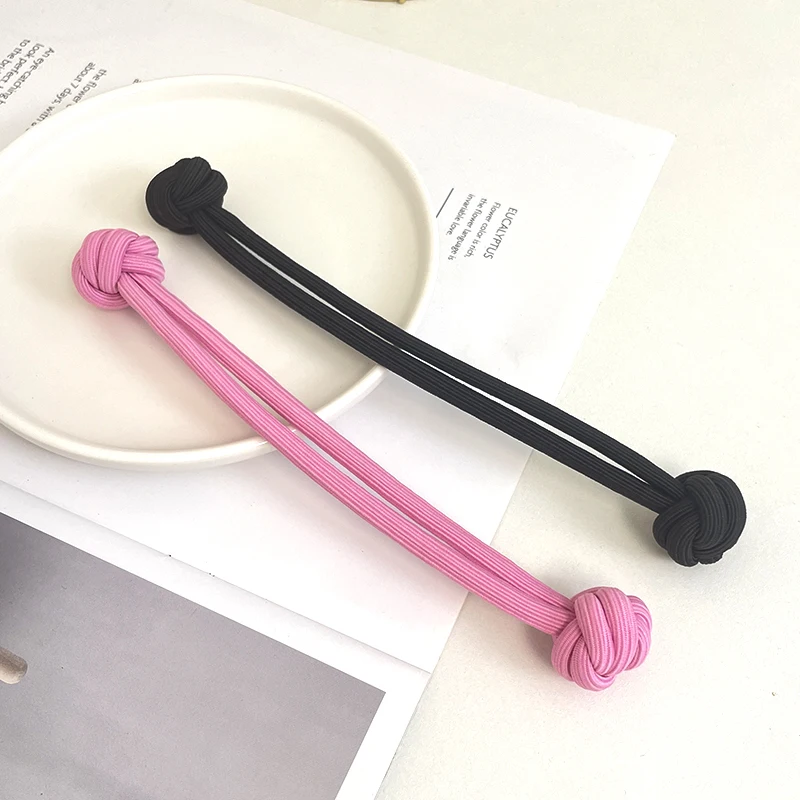 New Design Chinese Knot Head Rope High Horsetail Solid Color Rubber Bands Tie Fashion Versatile Durable Women Hair Accessories