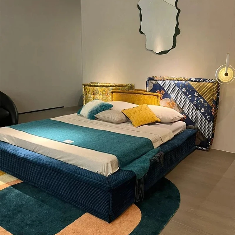 European Inspired Minimalist Double Bed: A Designer Upholstered Bed Frame for Master Bedroom, Elevating Modern Bedroom