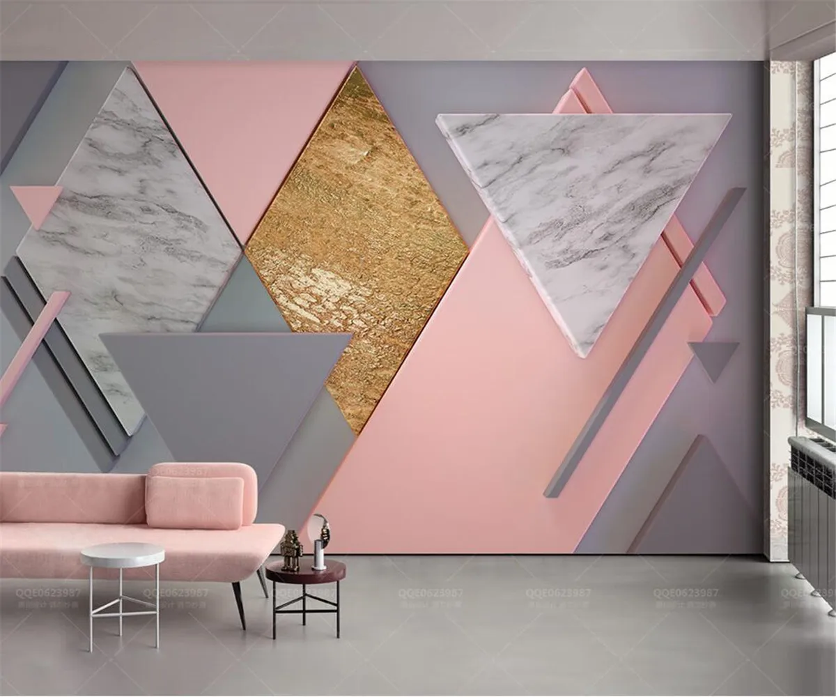 

Custom 3D Mural pink gold rhombus geometry Photo Wallpaper living room bedroom background wall decoration 3d wallpaper обои