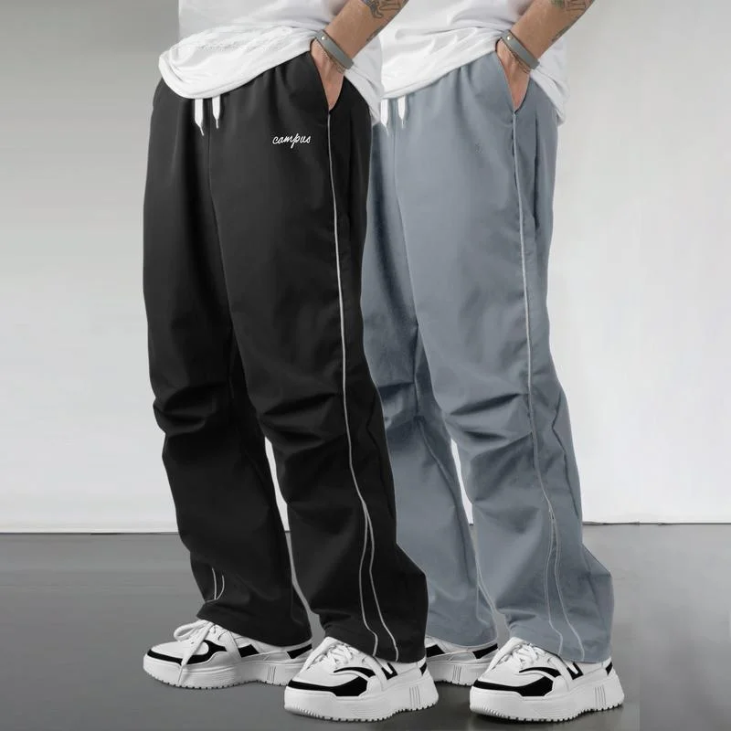 Men's Straight Leg Loose Fit Sports Joggers 2 Counts Neutral Style Casual Pants Other Material 100% Spring Collection