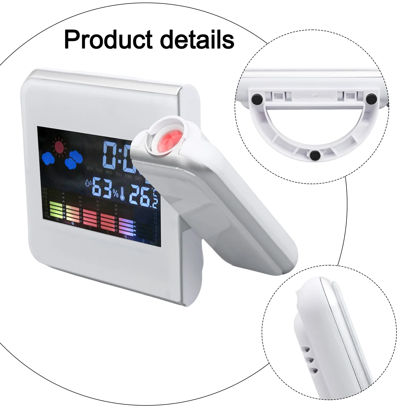 Creative LCD Projection Alarm Clock Humidity Multiple Power Options LCD Temperature And Humidity Easy To Read Interface