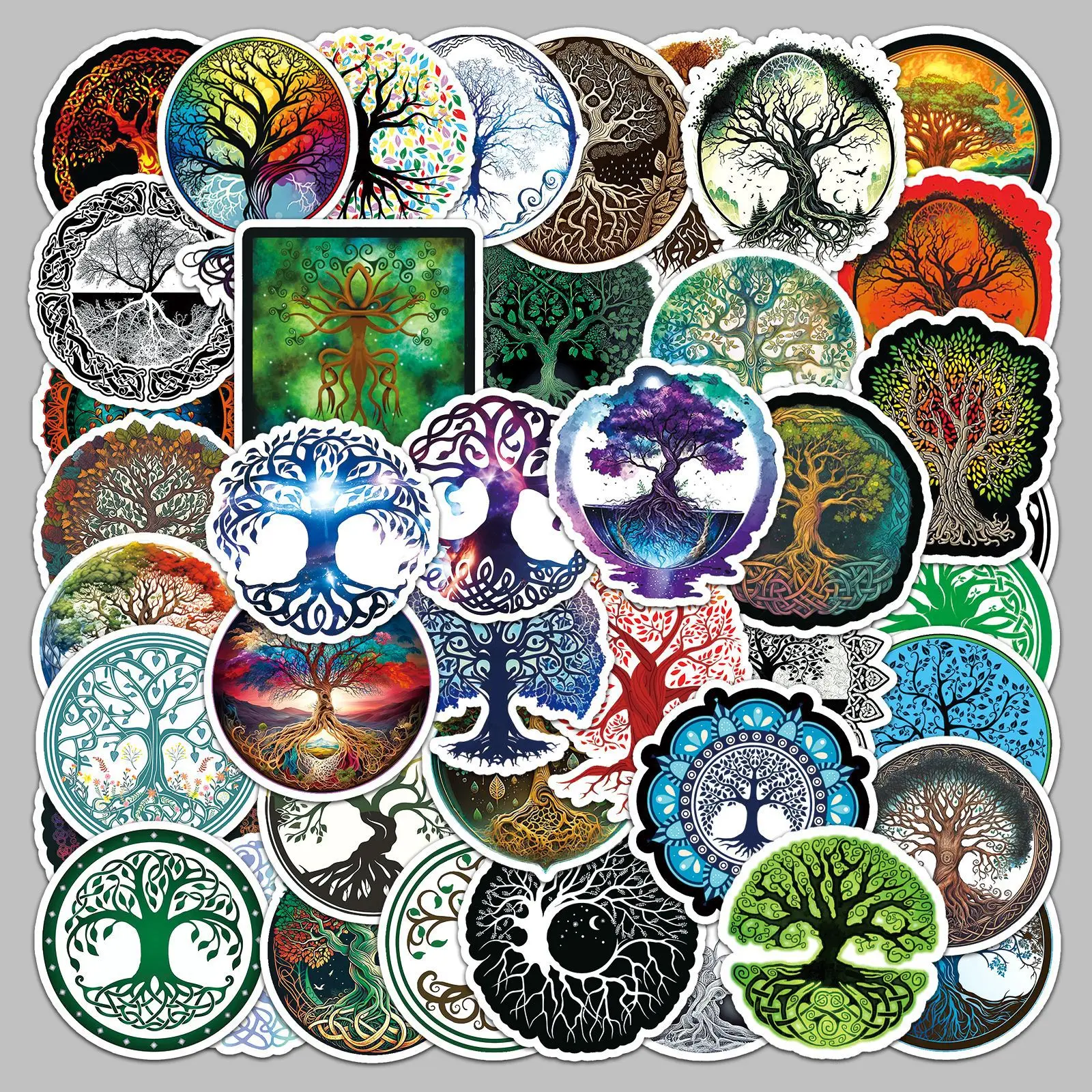 50pcs Tree of Life Series Graffiti Stickers Suitable for Helmet Desktop Wall Decoration DIY Sticker Pack Wholesale