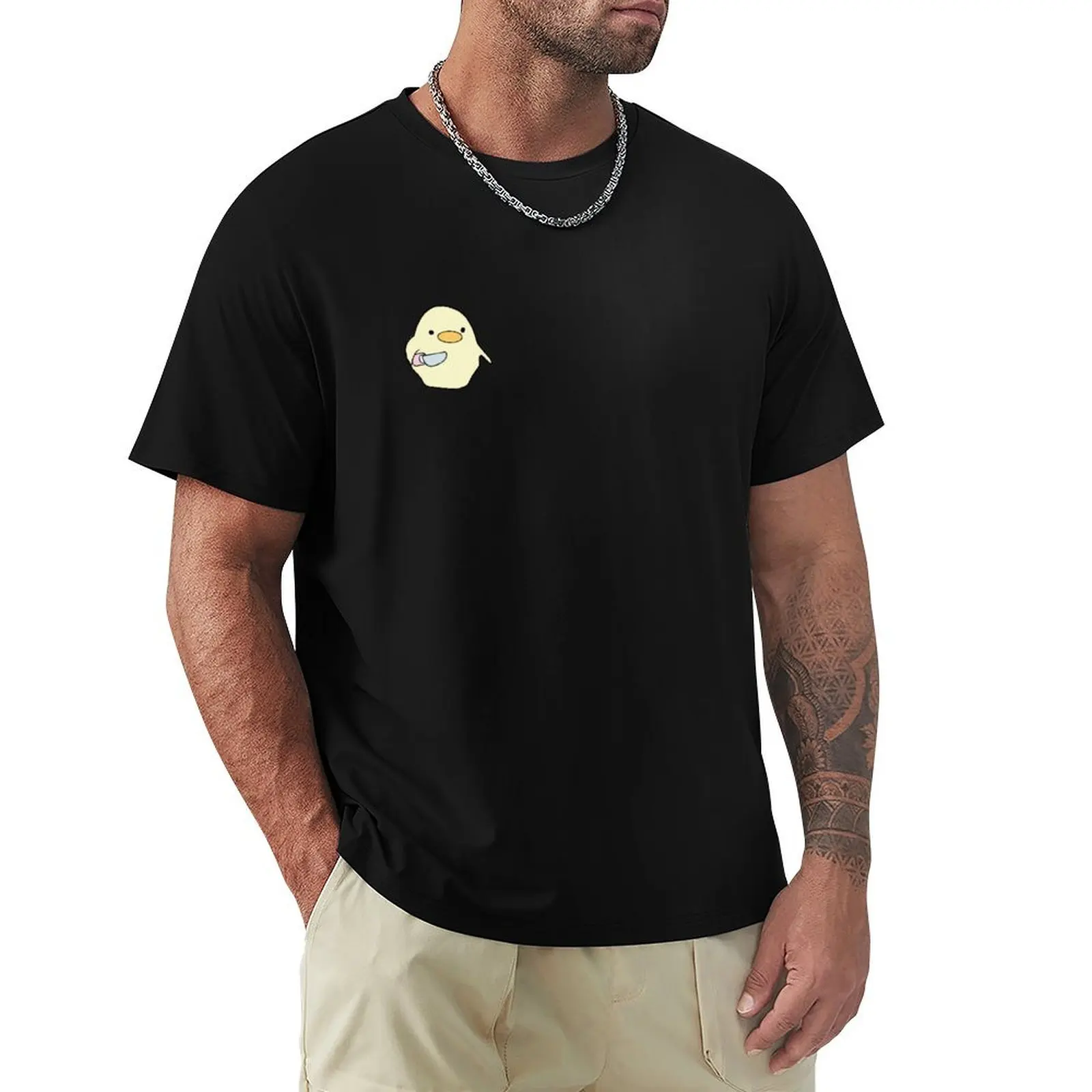 

cute duck w knife T-Shirt Aesthetic clothing cute clothes T-shirts man designer shirts heavyweight t shirts for men
