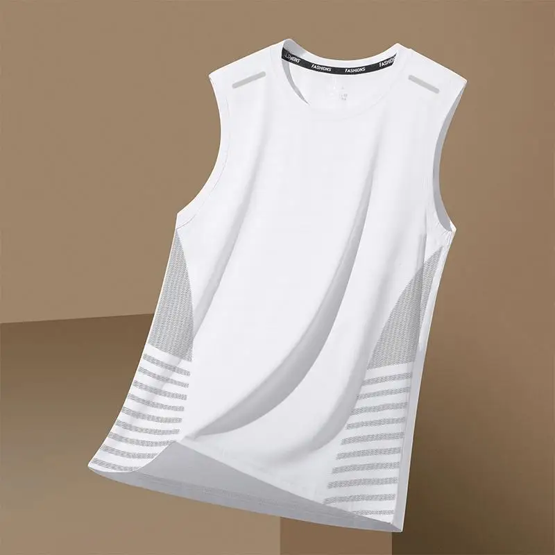 

Summer Men's Quick Drying Breathable Vest Sports Fitness Base Shirt Wide Shoulder Training Sleeveless Sweatwicking T-Shirt Top