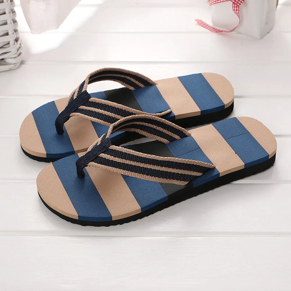 NEW 2022 Summer Men Slippers EVA Striped Flip Flops Beach Sandals Non-slip Slippers Indoor & Outdoor Shoes Pantuflas Size 40-44