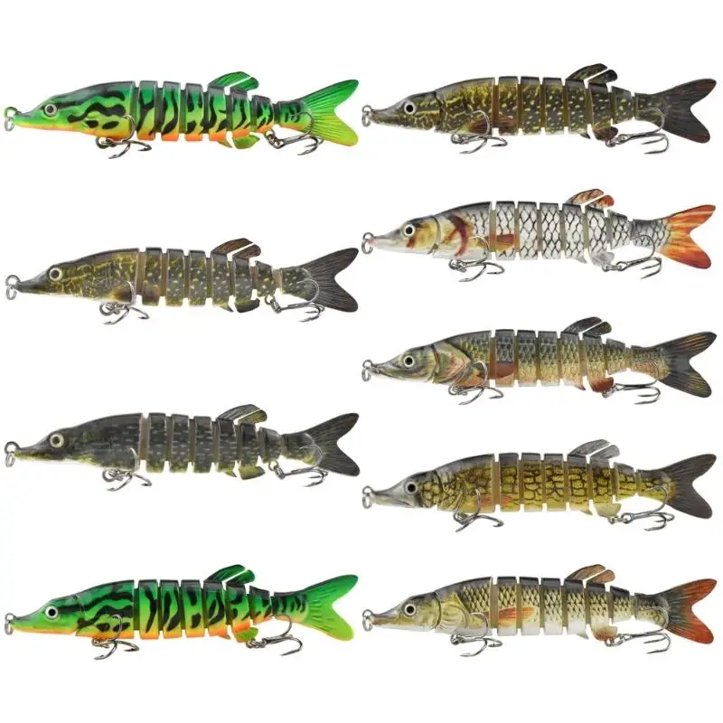 8 Section Pike Lures MultiJointed Swimbaits with Hook Fishings Wobblers Swimbait GXMF