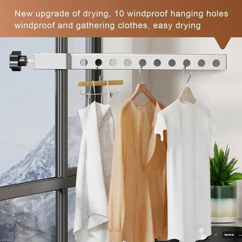 Window Frame Drying Rack Small Spaces Wall Mounted Laundry Hanger Travel Towels Coat Lingerie Drying Space Saver for Balcony