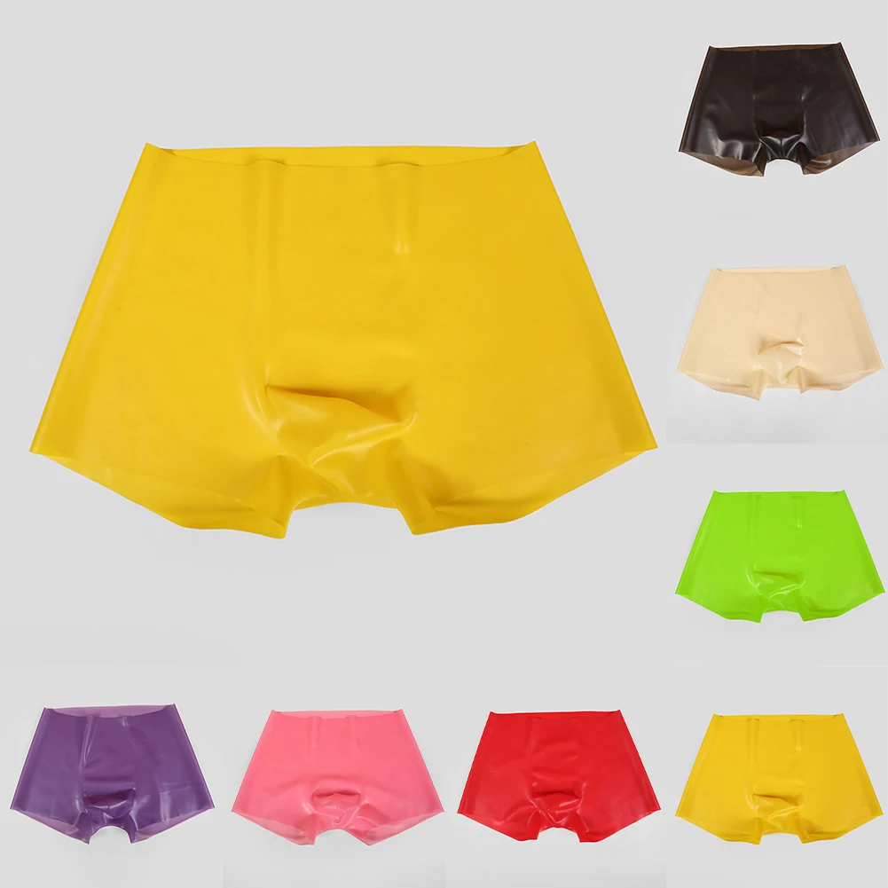 

Men's Sexy Latex Underpants Boxer Briefs See Through Erotic Rubber Safety Panties Seamless Boxer Man