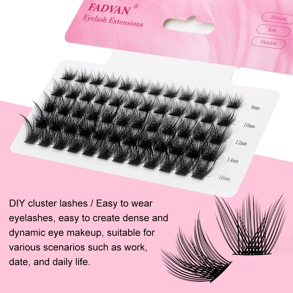 Fadvan DIY Clusters Lash Extensions Individual 60 Bundles Segmented Lashes Natural Soft BASF False Eyelashes Makeup Tools