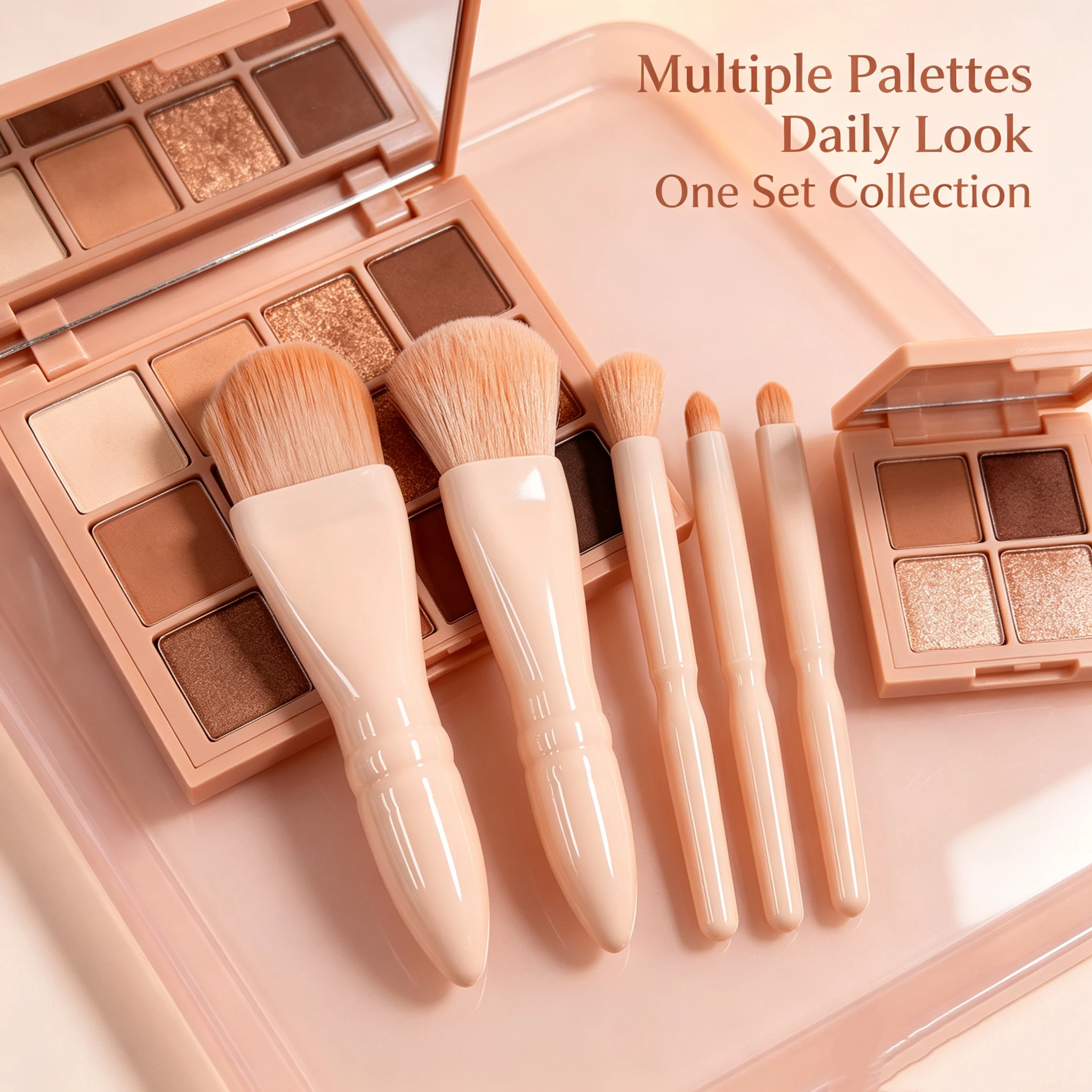 5-piece makeup brush set with soft fiber bristles, ideal for eyeshadow and facial eye makeup application.