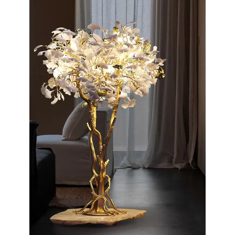 Gold Brass Floor Lamp with LED Table Light Modern Standing Lamp for Living Room Bedroom Home Decor Lighting Fixture