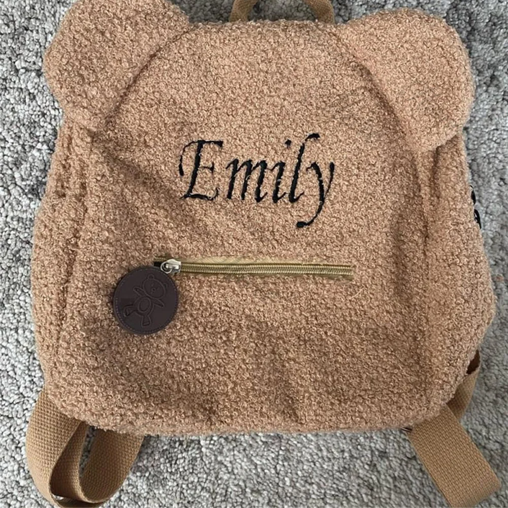 

Embroidered Name Girls Boys Outdoor Backpack Personalized Kids Kindergarten Small Plush Snack Backpacks Children's Day Gift Bags