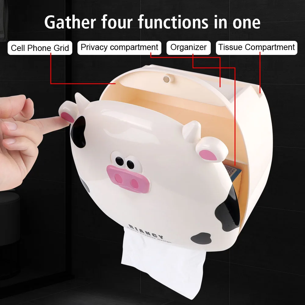 Roll Paper Storage Box Rack Waterproof Wall-Mounted Toilet Tissue Box Bathroom Accessories Creative Cute Toilet Paper Holder