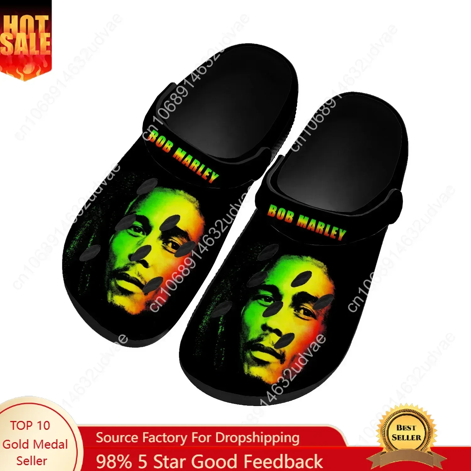 

Bob Marley Water Shoes Mens Womens High Quality Fashion Home Garden Clogs Customizd Sandals Beach Breathable Hole Slippers