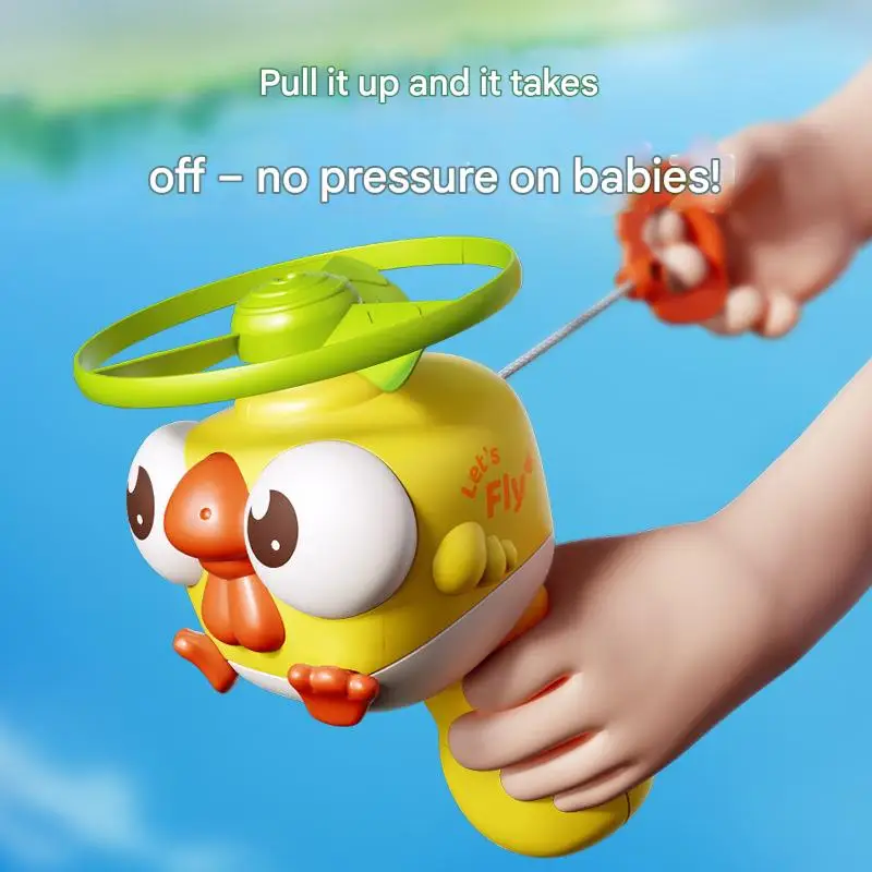 1pc crianças brinquedo de libélula de bambu, disco voador de puxar à mão, arma de lançamento portátil, flyer rotativo ao ar livre interação pai-filho