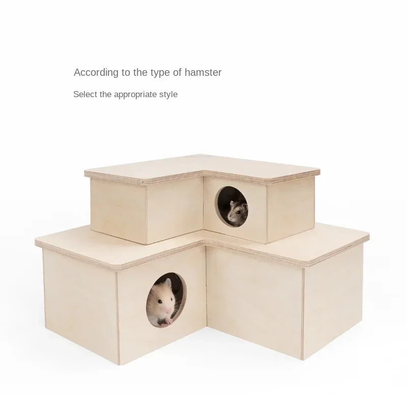 Pet Supplies Solid Wood Boards Cork Mat Hamster Three-Bedroom Dwarf Two-Bedroom Wooden Nest Shelter Suitable for Small Animals