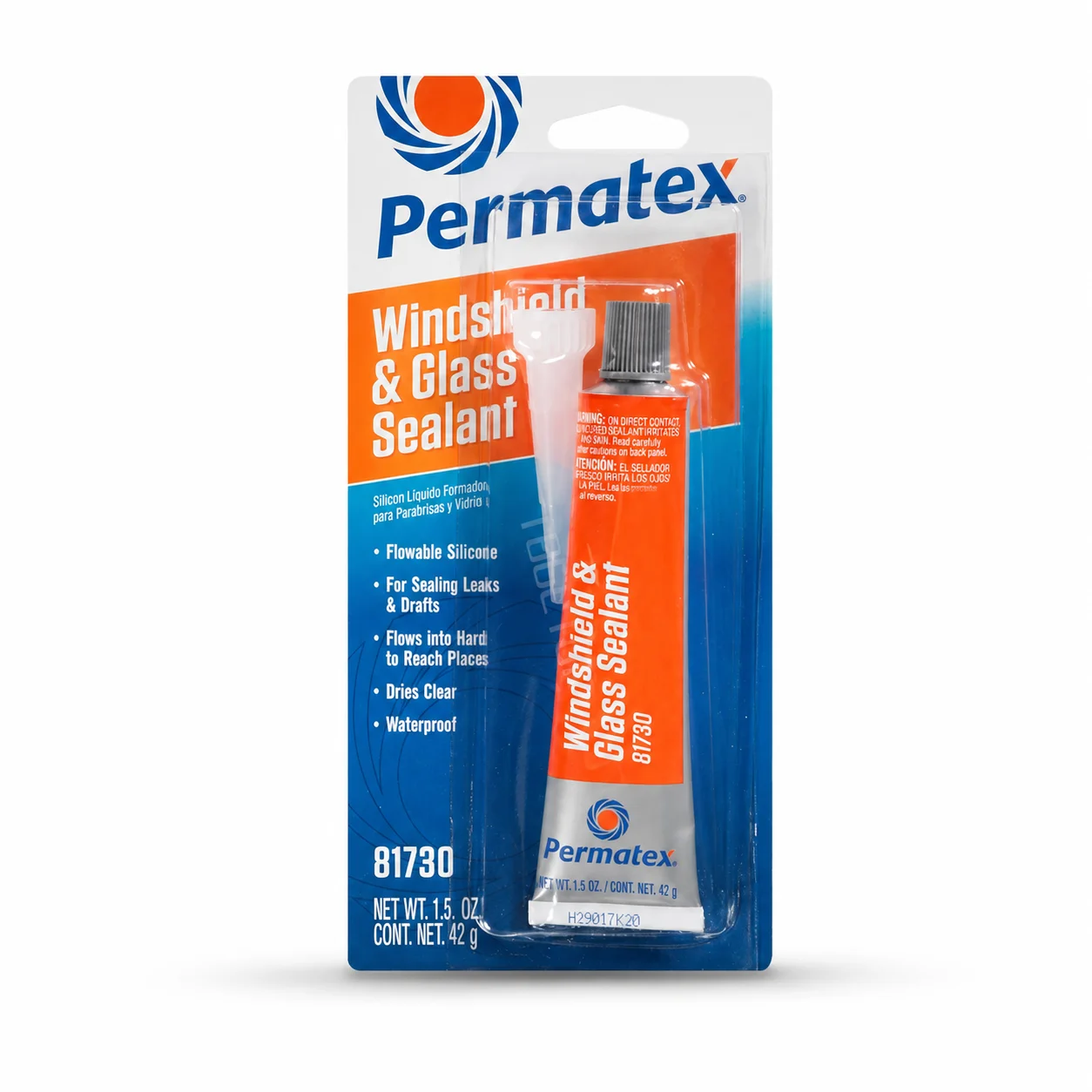 Original Permatex 81730 Flowable Silicone Windshield Glass Sealer 1.5oz Clear Waterproof Sealant for Car RV