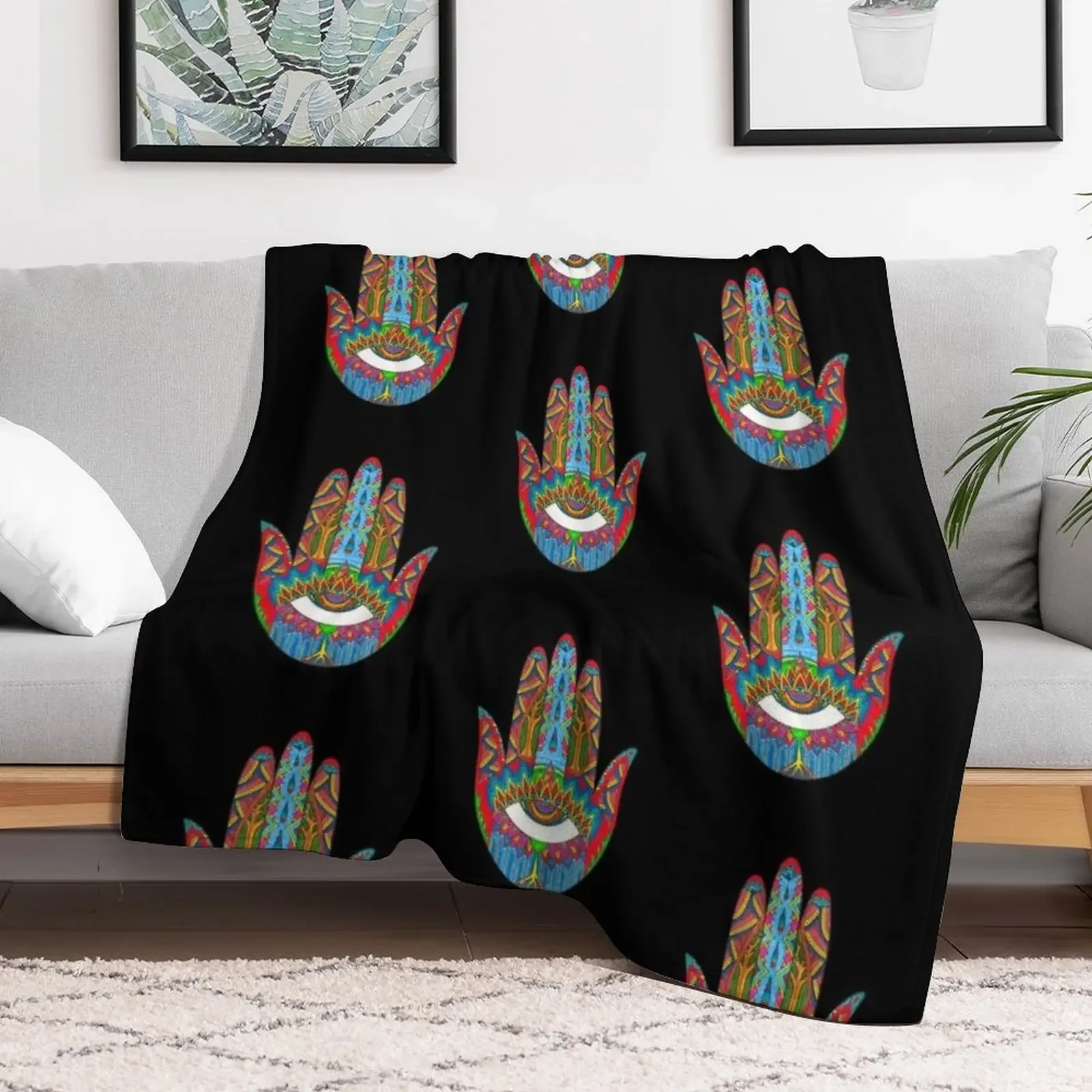 Manifest Mudra Throw Blanket Blankets Sofas Of Decoration valentine gift ideas Blankets