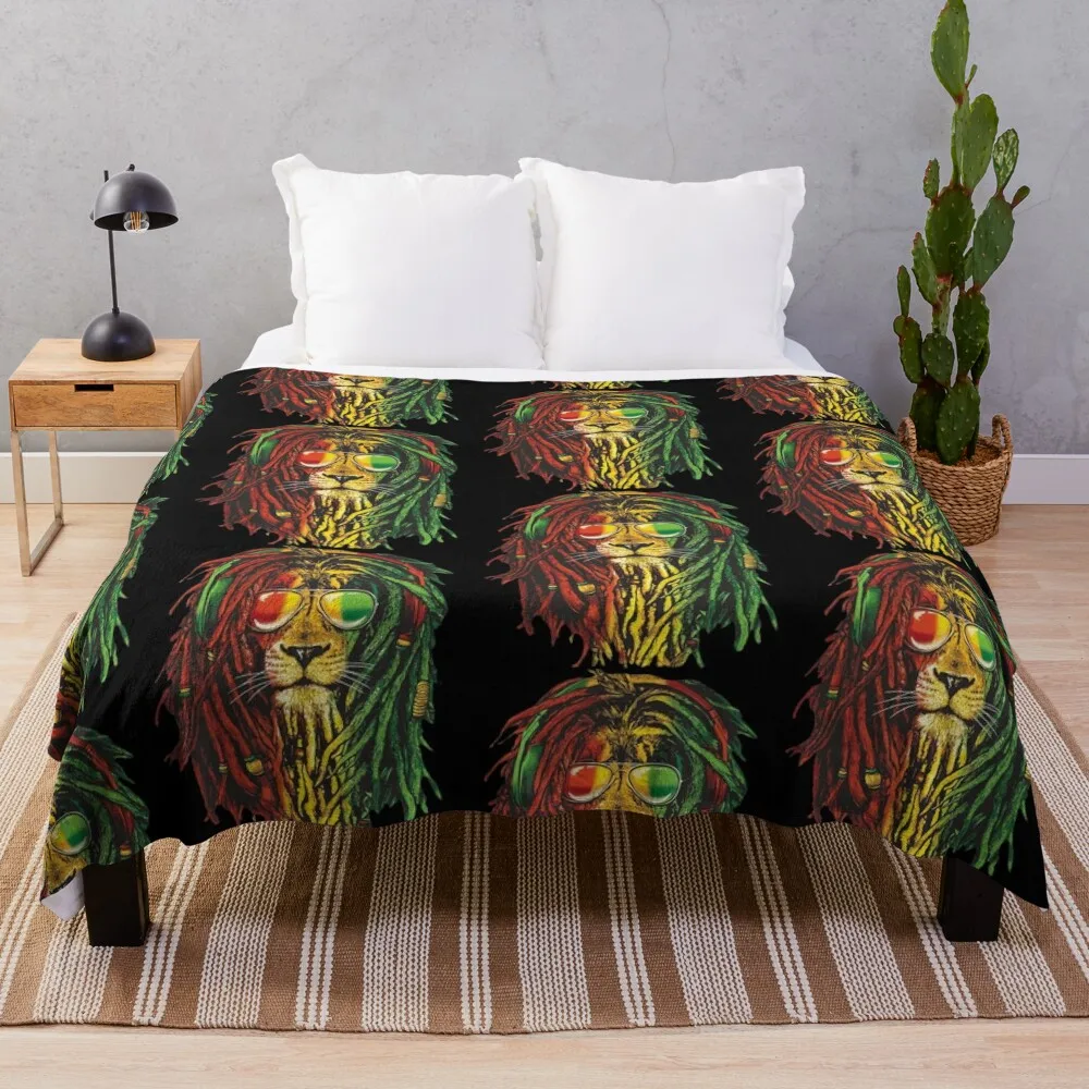 

Rastafari Lion Reggae Lover Throw Blanket Warm sofa bed Decorative Sofas wednesday Luxury St Blankets