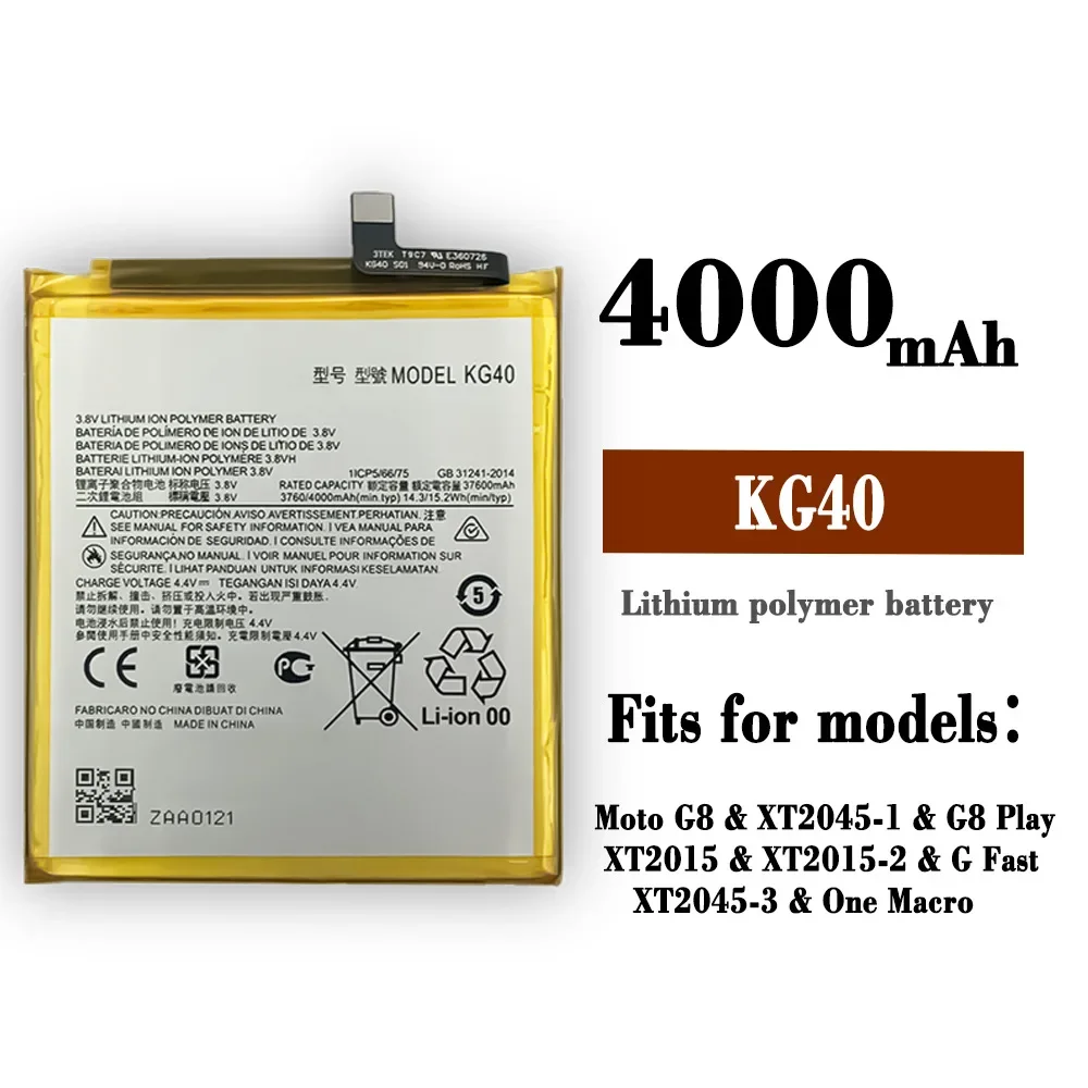 New High Quality 4000mAh KG40 Battery For Motorola Moto One Macro G8 PlayXT2015-2 XT2045-1 XT2045-3 New Replacement Battery