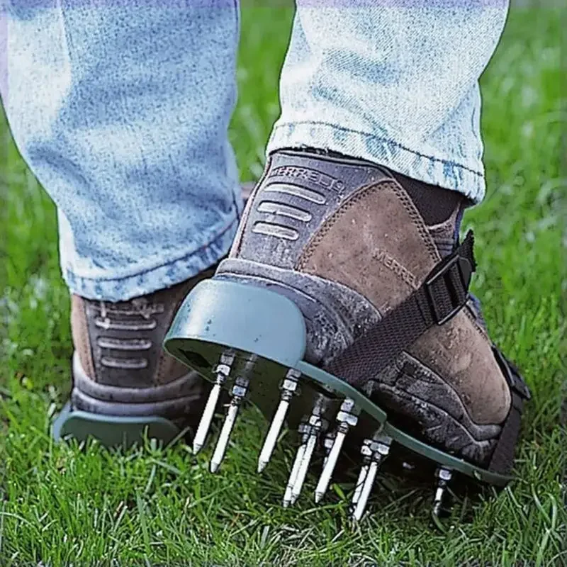 Lawn Aerator Spikes Sandals With Adjustable Straps Universal Size For Boots Grass Cultivator Garden Grass Pine Soil Shoes