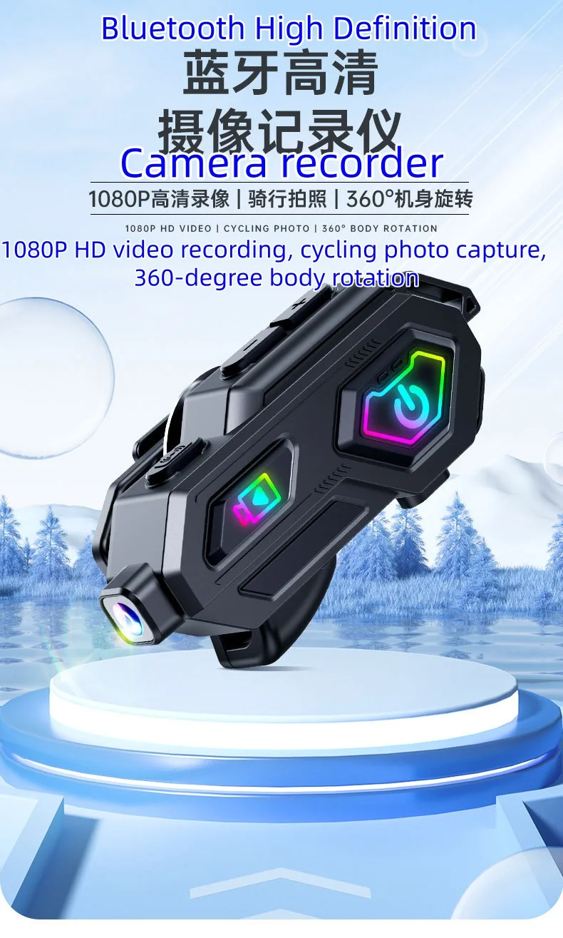New motorcycle helmet with Bluetooth earphone, 600-meter intercom, HD camera,and long battery life all-in-one device