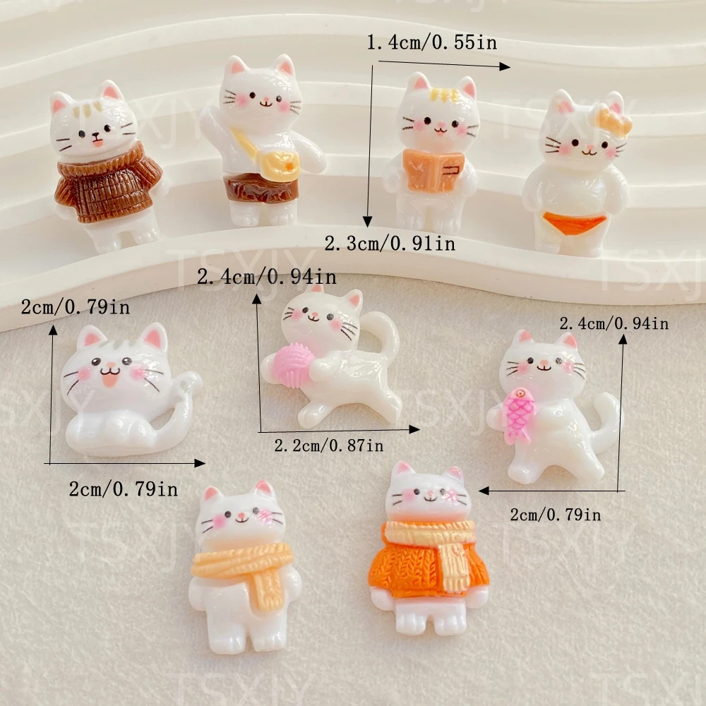 10PCS New Colorful cute cartoon 3D animal kitten Flat back Cabochon Stone Scrapbook DIY Decor Figurines Crafts Accessories