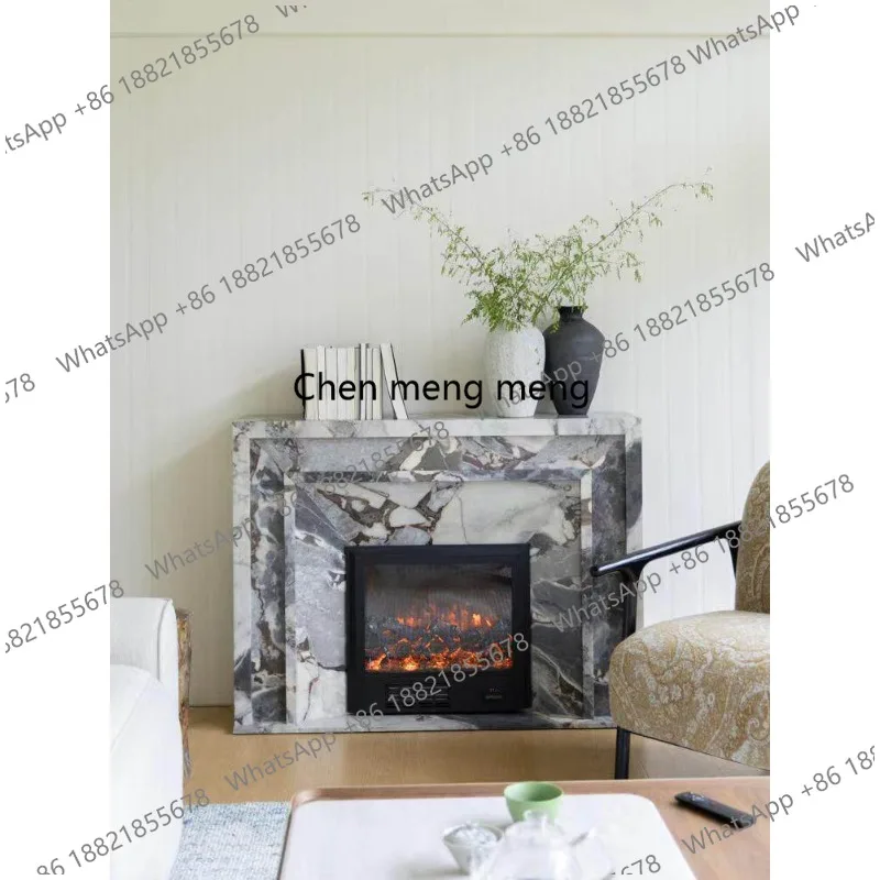 

Blue marble simulation fire heating with speakers solid wood fireplace