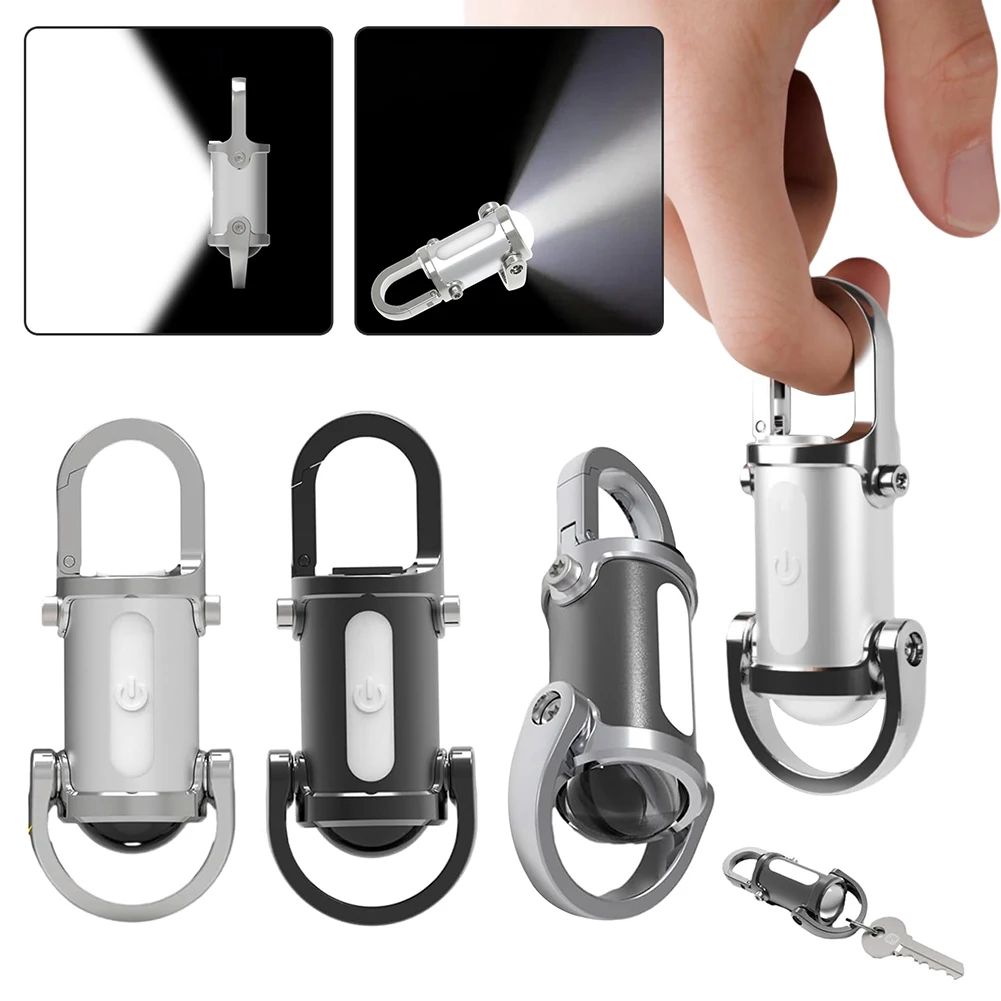 Mini Keychain LED Flashlight Rechargeable Bi-Directional Output Work Light Pocket Sized Waterproof Emergency LED Light