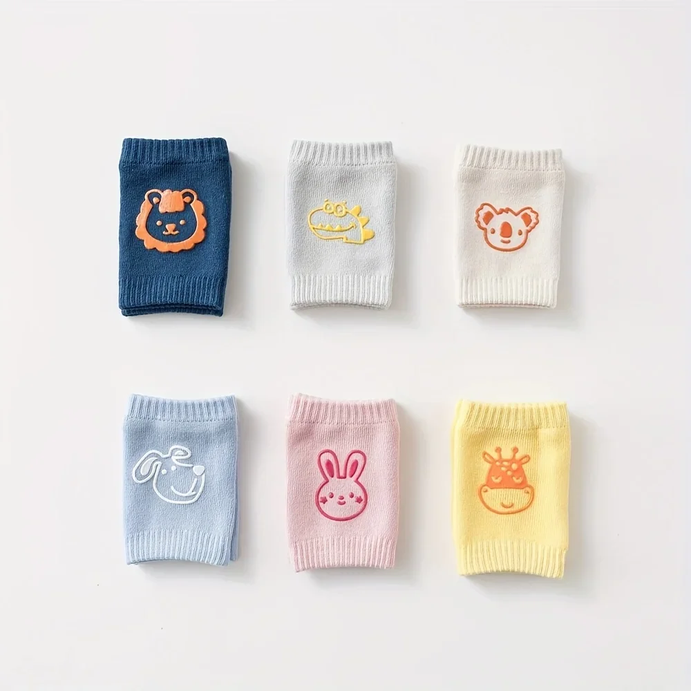 Soft and Breathable Kids Knee Pads - Summer Crawling Safety Gear with Cute Animal Patterns, Lightweight Polyester