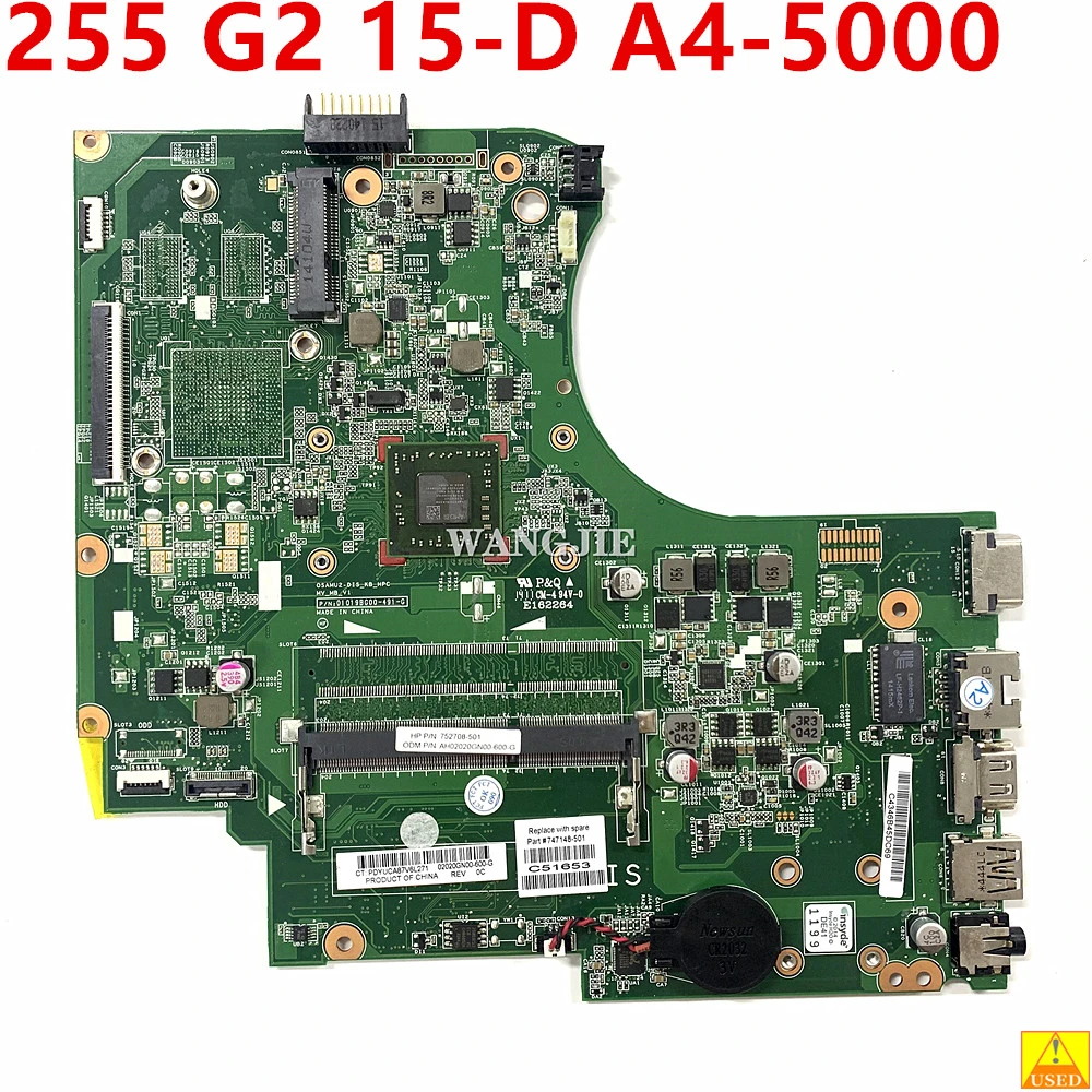 

ДЛЯ материнской платы ноутбука серии HP 255 G2 15-D 747148 -001 747148 -501 Артикул 01019BG00-491-G с процессором A4-5000, 100% протестированная работа