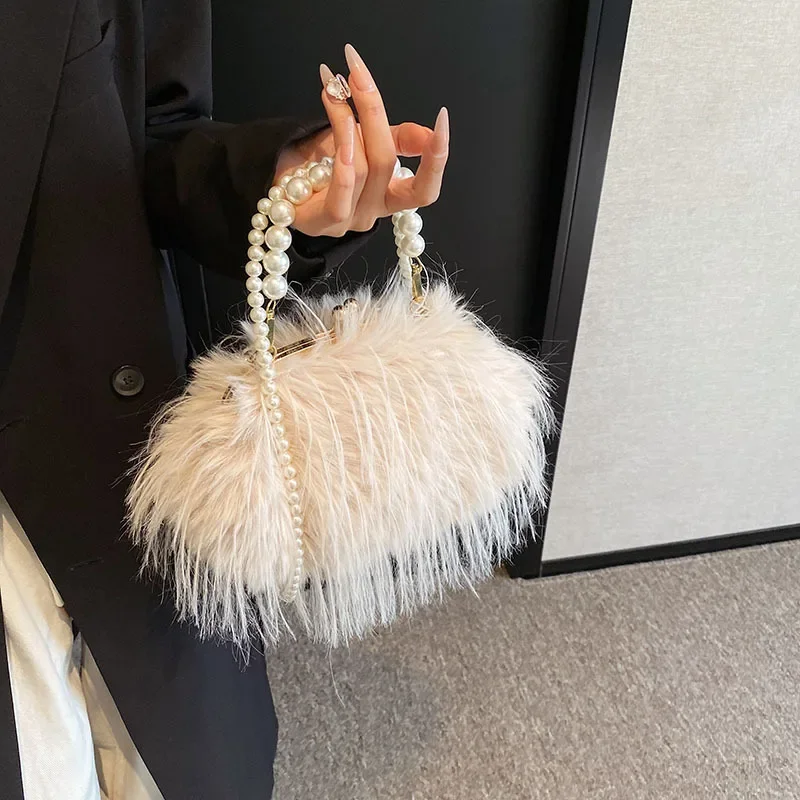 

Women Messenger Beaded Women Vintage Evening Bags Imitation Pearl Shell Women bag Shoulder Bags Luxy Moon Ladies Pink Handbag