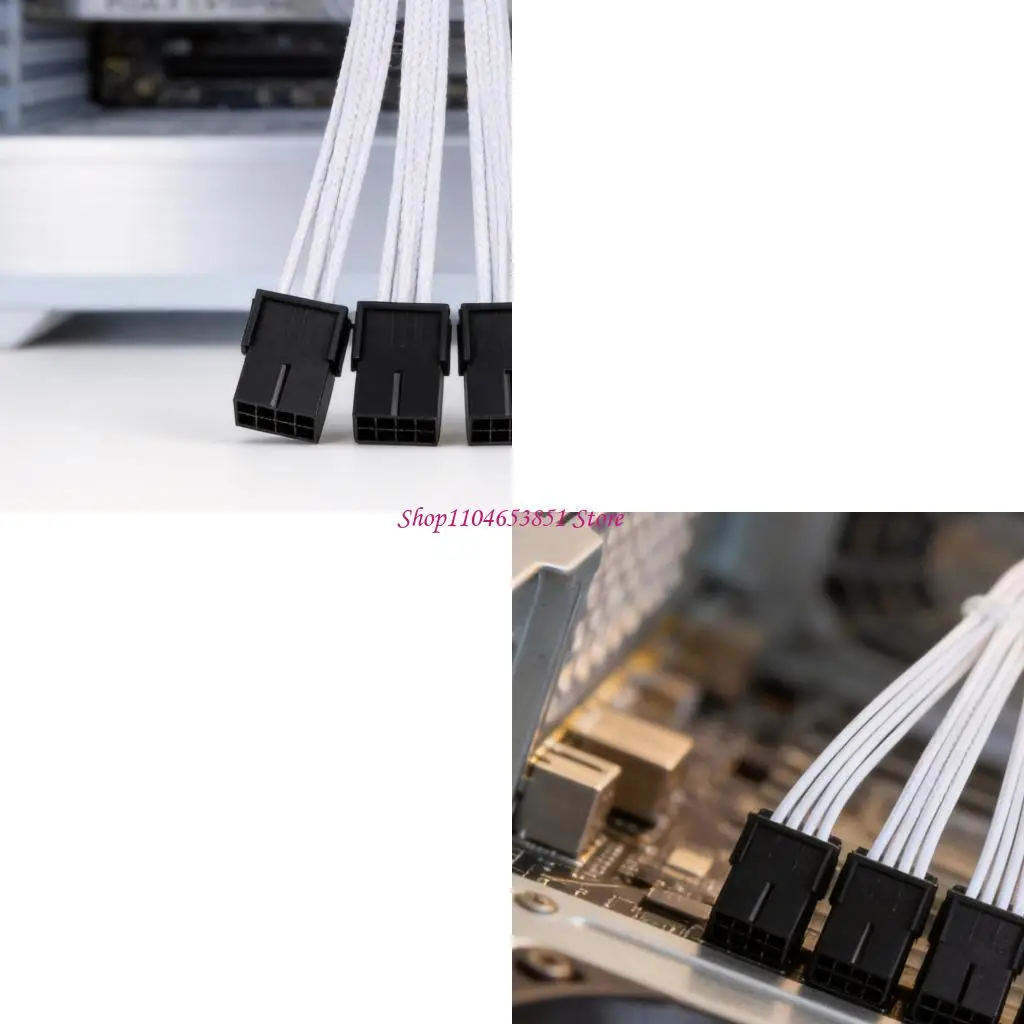 Case Routing GPU Power Cable, 30Cm PCIe 5.0 12VHPWR to 3X8Pin White Sleeved Internal Cable for Desktop Builds, Repair Work, and