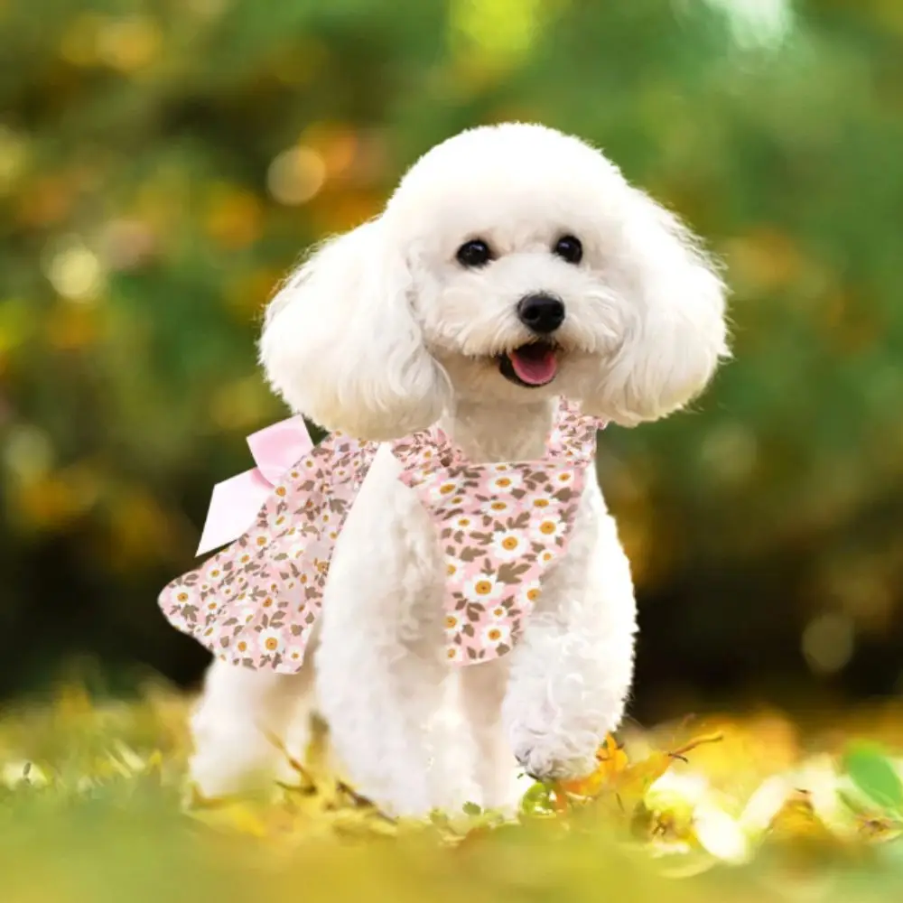 

Puppy Princess Skirts Soft Dog Floral Princess Dress Elastic Breathable Pet Sweet Skirt Cotton Pet Summer Thin Skirt Spring