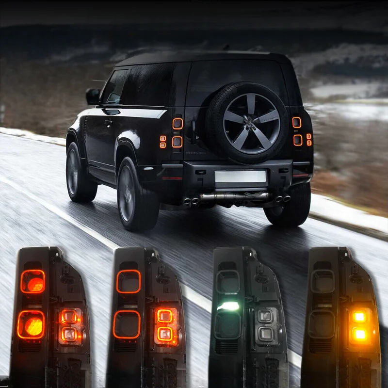 

Подходит для Land Rover Defender, черный/красный задний фонарь, стоп-сигнал, светодиодный задний фонарь Amazon, горячая распродажа