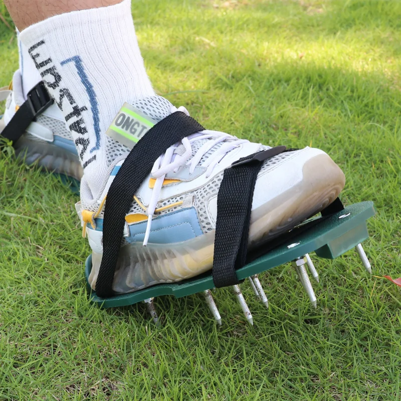 

F50 1 Pair Grass Spiked Gardening Walking Revitalizing Lawn Aerator Sandals Nail Shoes Scarifier Nail Cultivator Yard Garden