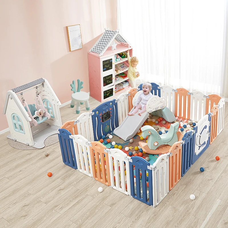 Hot Sale High Quality Kids Colorful Indoor Playground Safety Fence Baby Foldable Plastic Playpen