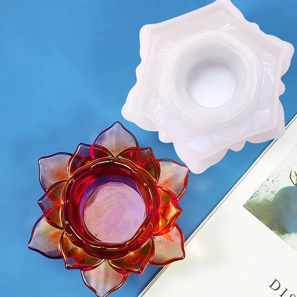 

2Pcs Lotus Shape Holder Silicone Molds Flexible Craft Mold for DIY Storage Plates Jewelry Box Candlestick Making