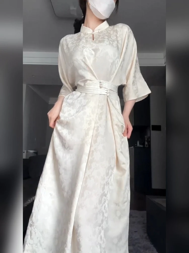 

Элегантное женское платье Ele Zen для чайной церемонии, новое, в китайском национальном стиле, улучшенное, с вышивкой, длинное