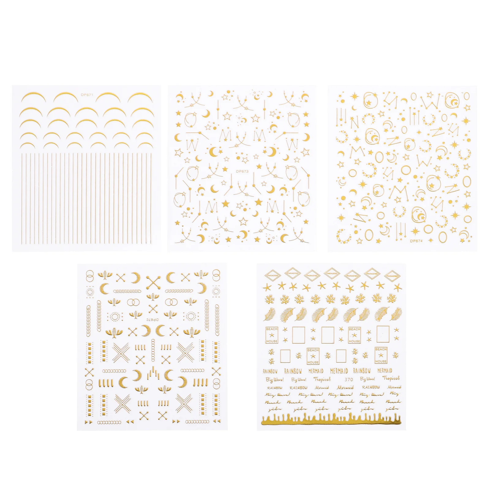 

10pcs 10 Sheets Stickers Star Moon Diy Art Decals For Women Chic Nail Diy Star Nail Stickers Decor (Random Design)