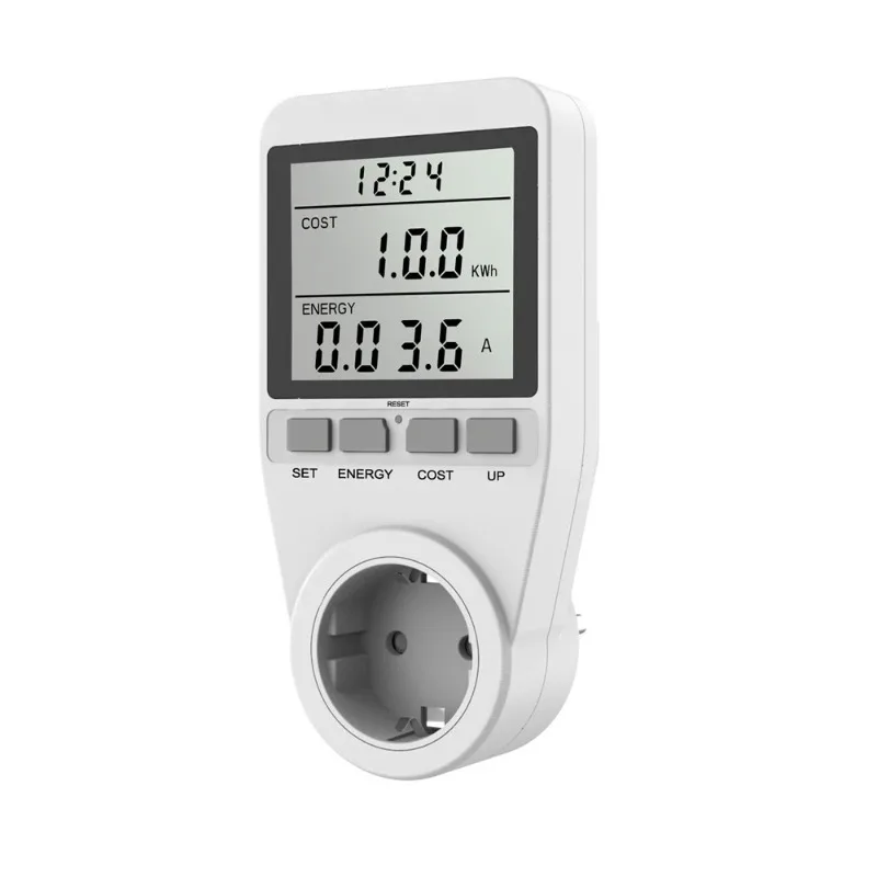BALDR Power Meter Socket – 220V EU Plug LCD Electricity Usage Monitor Kilowatt Wattage Measure for Home Energy Protect​